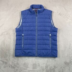 UNTUCKit Thierry Quilted Puffer Vest Men Large Blue Full Zip Pockets Performance